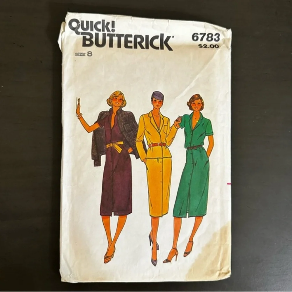 Vintage Sewing Pattern Quick Butterick Skirt Dress Jacket Suit Size 8 70s 80s